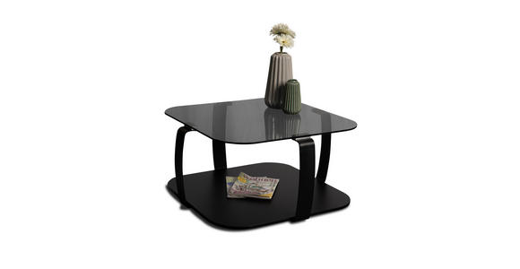 COUCHTISCH Sicherheitsglas, Farbglas 75/75/40 cm quadratisch Schwarz  - Schwarz, Design, Glas/Metall (75/75/40cm) - Xora