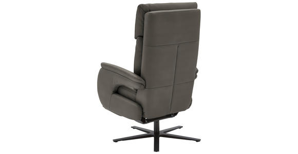 RELAXSESSEL in Leder Dunkelgrau - Dunkelgrau/Schwarz, Design, Leder/Metall (70/117/85cm) - Dieter Knoll