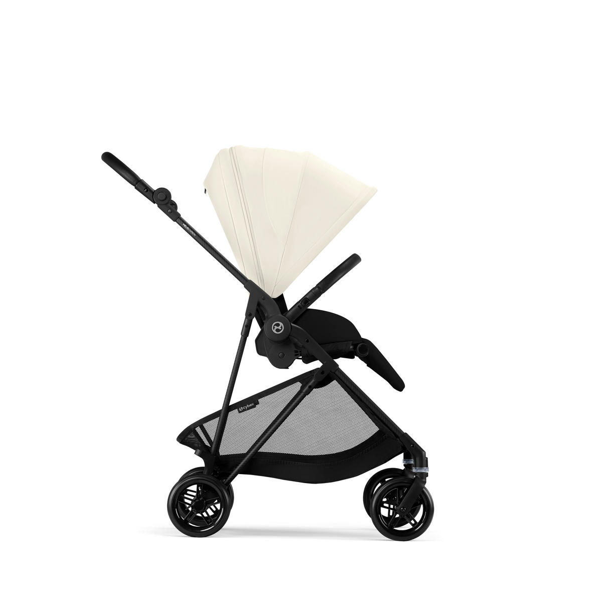 KINDERWAGEN  Melio Carbon  Canvas White  - Schwarz/Weiß, Basics, Textil/Metall (82-91/49/96,5-107cm) - cybex GOLD