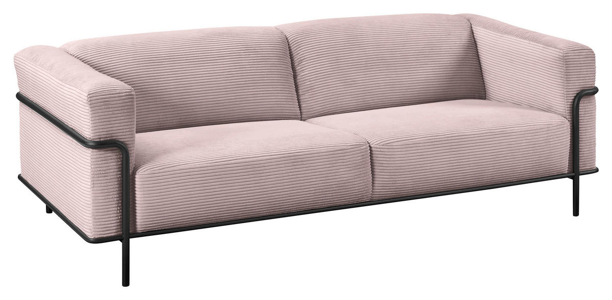 2,5-SITZER in Cord Rosa  - Schwarz/Rosa, Design, Textil/Metall (216/67/96cm) - Johann Jakob