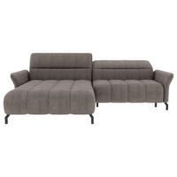 ECKSOFA Taupe Flachgewebe Rücken echt, Kopfteilverstellung, Sitztiefenverstellung  - Taupe/Schwarz, KONVENTIONELL, Textil/Metall (175/272cm) - Carryhome