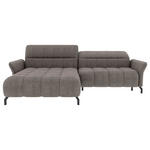 ECKSOFA Taupe Flachgewebe Rücken echt, Kopfteilverstellung, Sitztiefenverstellung  - Taupe/Schwarz, KONVENTIONELL, Textil/Metall (175/272cm) - Carryhome