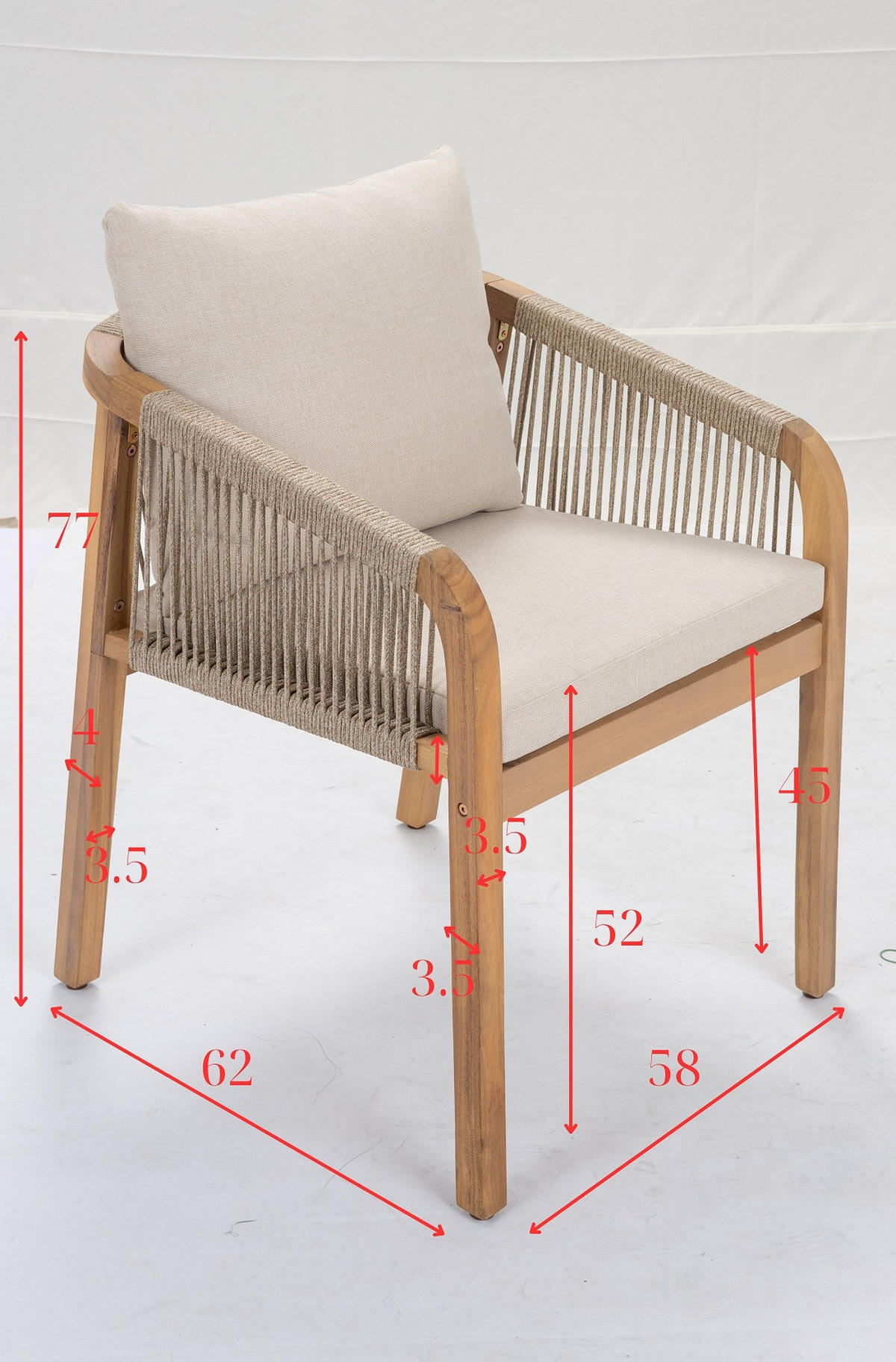 STOLICA ZA BAŠTU - Moderno, drvo/tekstil (58/76/64cm) - Ambia Garden