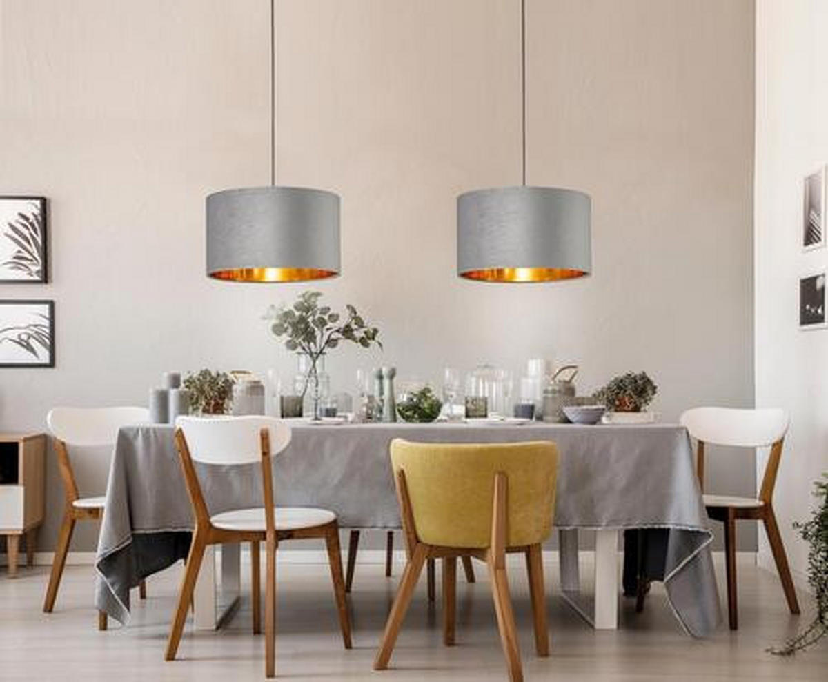 HÄNGELEUCHTE 40/140 cm    - Goldfarben/Grau, Design, Kunststoff (40/140cm) - Fischer & Honsel