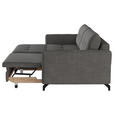 ECKSOFA in Flachgewebe, Leinenoptik Dunkelgrau  - Dunkelgrau/Schwarz, Design, Textil/Metall (170/242cm) - Xora