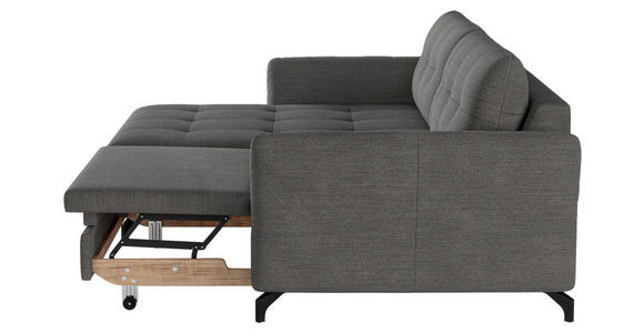 ECKSOFA in Flachgewebe, Leinenoptik Dunkelgrau  - Dunkelgrau/Schwarz, Design, Textil/Metall (170/242cm) - Xora