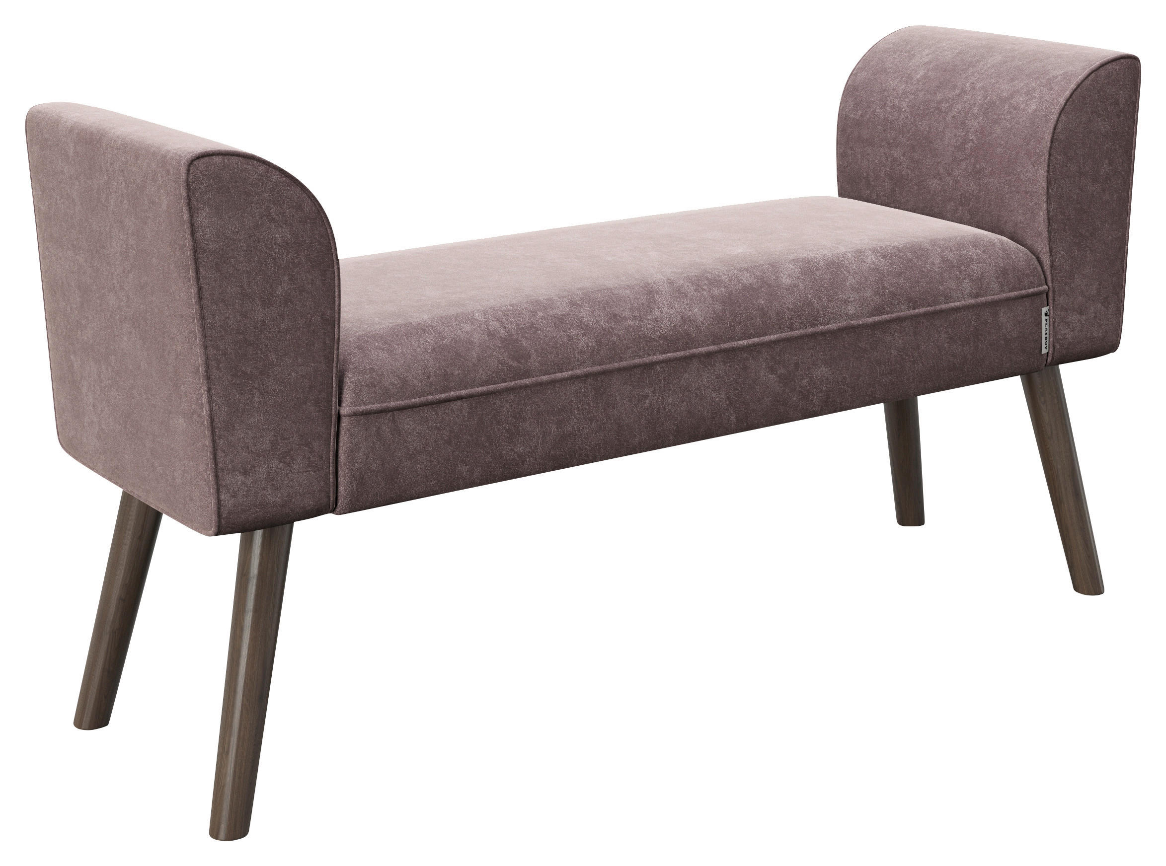 Hockerbank Tiffany Samt Rosa H: 54,5 Cm Füße Echtholz