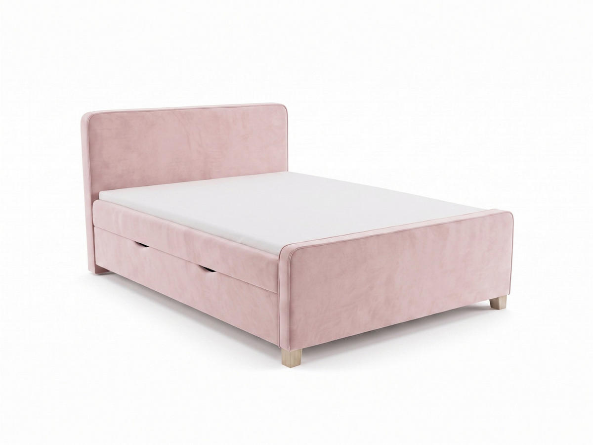BOXBETT 160/200 cm  in Rosa  - Kernbuche/Rosa, MODERN, Holz/Textil (160/200cm) - MID.YOU