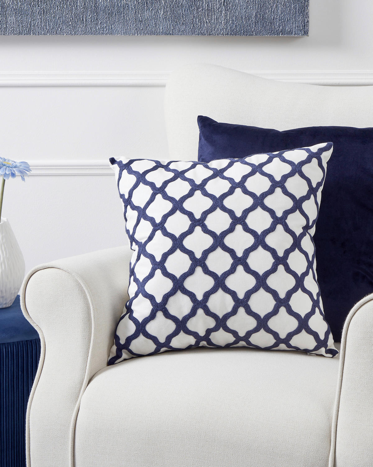 ZIERKISSEN  45/45 cm   - Blau/Weiß, Basics, Textil (45/45cm) - Eglo