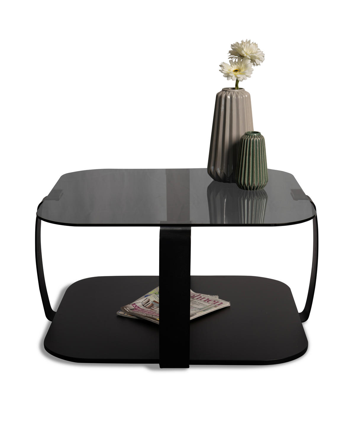 COUCHTISCH Sicherheitsglas, Farbglas 75/75/40 cm quadratisch Schwarz  - Schwarz, Design, Glas/Metall (75/75/40cm) - Xora