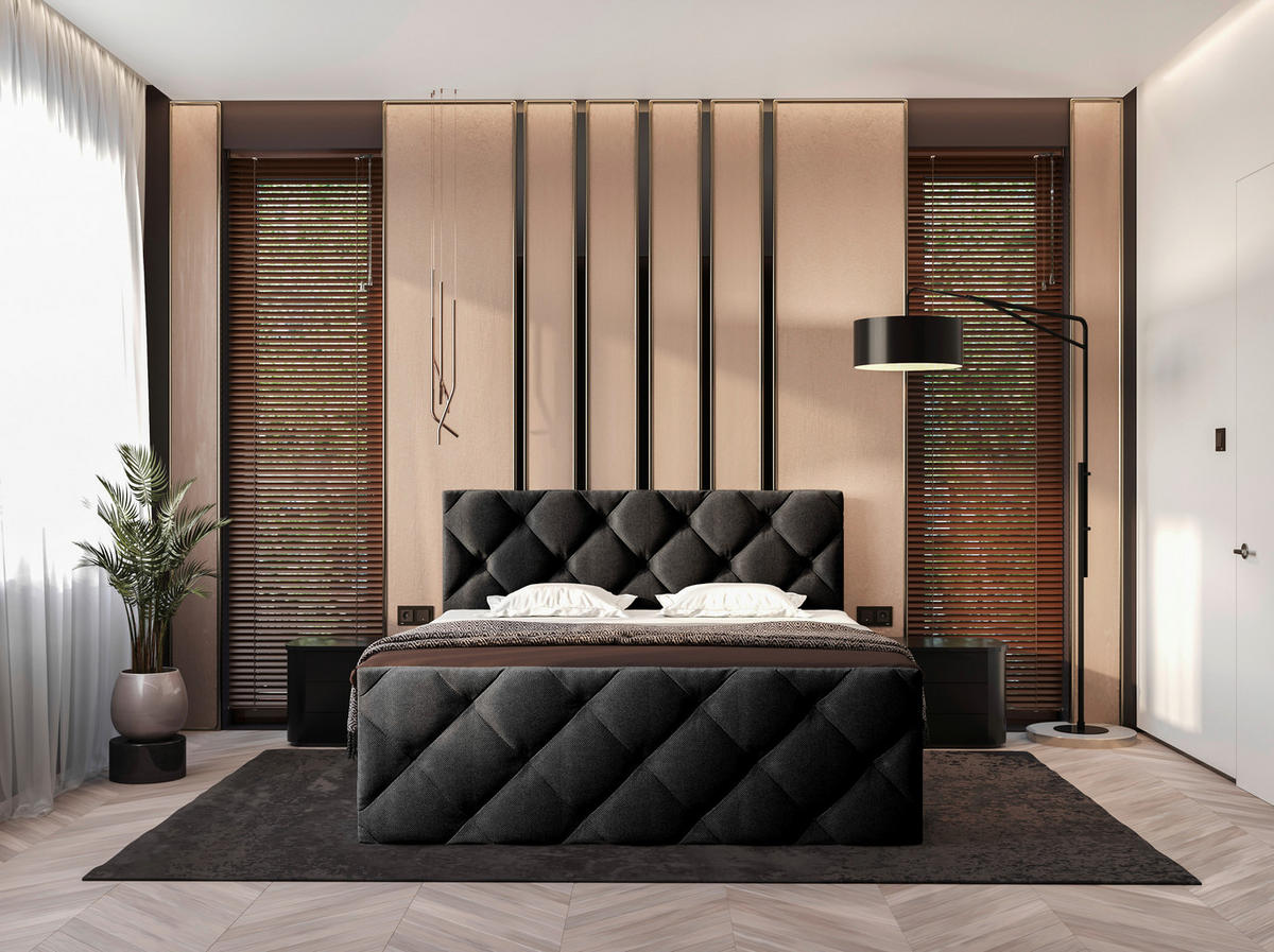 BOXBETT 160/200 cm  in Schwarz  - Schwarz, KONVENTIONELL, Kunststoff/Textil (160/200cm) - Carryhome