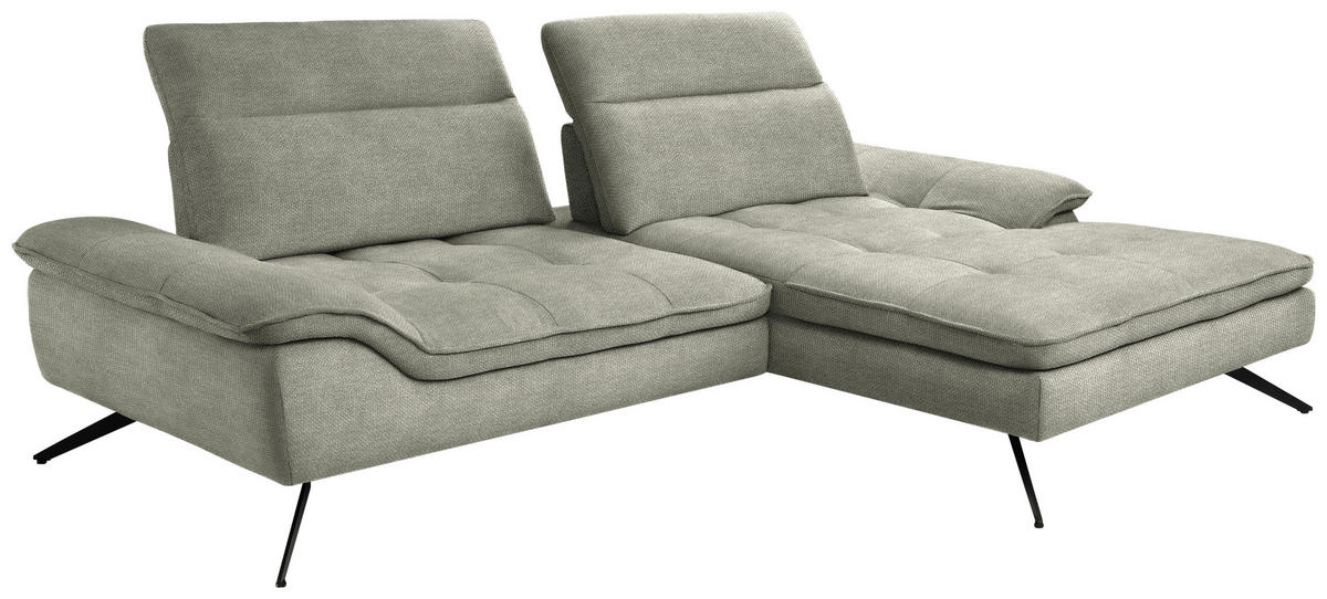 ECKSOFA in Webstoff Greige  288/179-202 cm  - Greige/Schwarz, Design, Textil/Metall (288/179-202cm) - Stylife