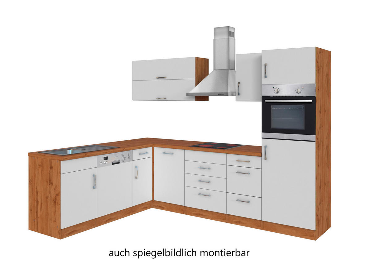 ECKKÜCHE 210/270 cm  in Weiss, Eiche Wotan  - Chromfarben/Weiss, Modern, Holzwerkstoff/Metall (210/270cm) - Held