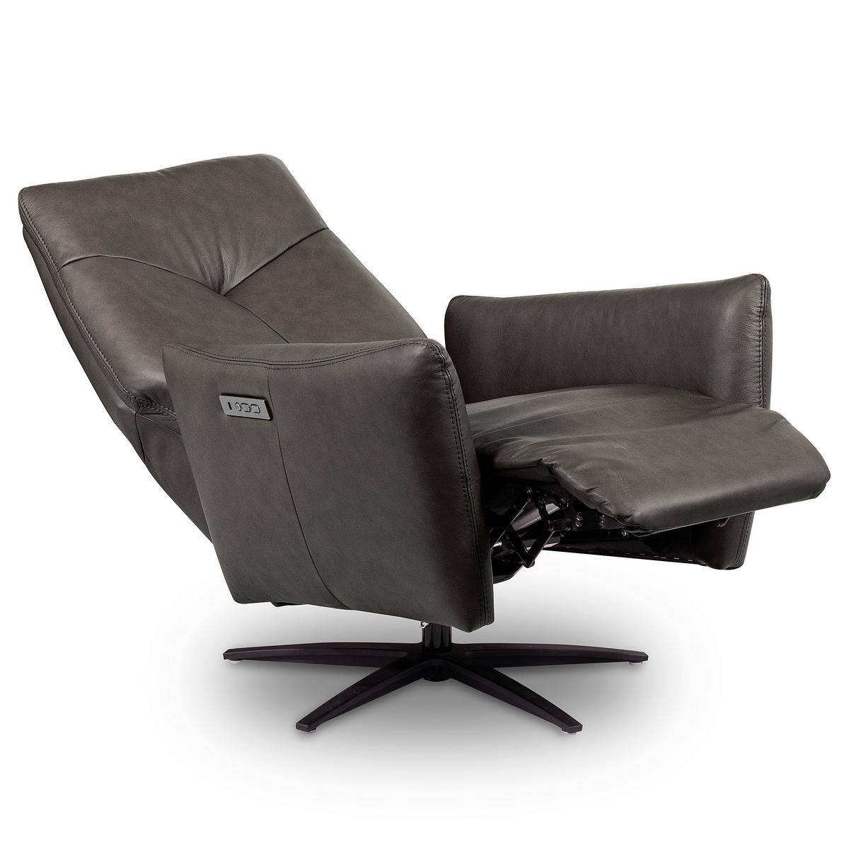 RELAXSESSEL Leder Anthrazit  - Anthrazit/Schwarz, Design, Leder/Metall (76/107/88cm) - Livetastic