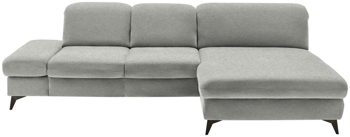 ECKSOFA Chenille Silberfarben  - Silberfarben/Schwarz, Design, Textil/Metall (288/198cm) - Beldomo Style
