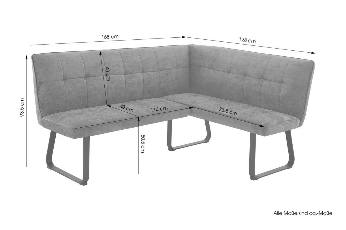 ECKBANK 168/128 cm  in Dunkelgrau  - Dunkelgrau/Schwarz, MODERN, Textil/Metall (168/128cm) - MID.YOU