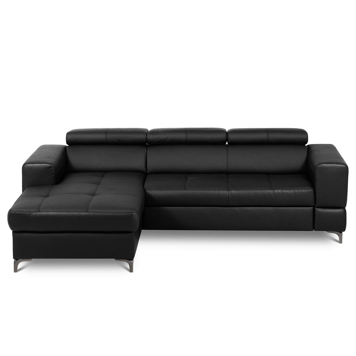 ECKSOFA  in Lederlook Echtleder Schwarz  - Schwarz, Design, Leder/Textil (173/247cm) - Livetastic