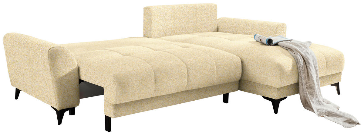 ECKSOFA in Webstoff Hellgelb  - Hellgelb/Schwarz, Modern, Kunststoff/Textil (281/189cm) - Carryhome