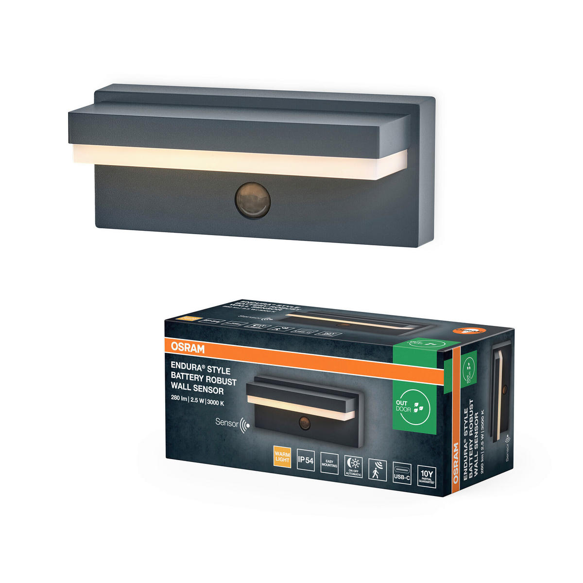 LED-AUßENLEUCHTE 20,6/8,8/8,6 cm   - Dunkelgrau, Basics, Kunststoff/Metall (20,6/8,8/8,6cm) - Osram