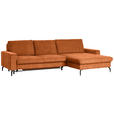 ECKSOFA in Cord Terracotta  - Terracotta/Schwarz, Design, Textil/Metall (302/180cm) - Venda