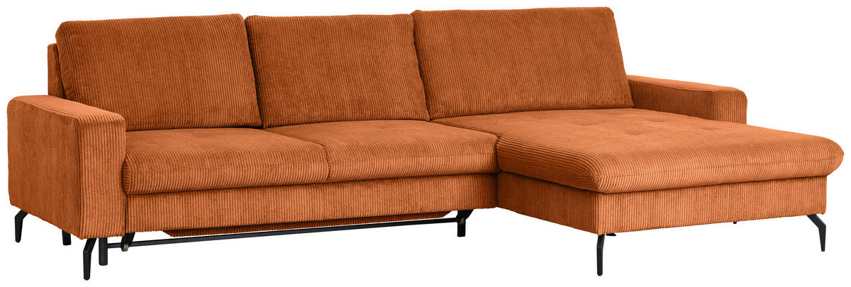 ECKSOFA Terracotta Cord  - Terracotta/Schwarz, Design, Textil/Metall (302/180cm) - Venda