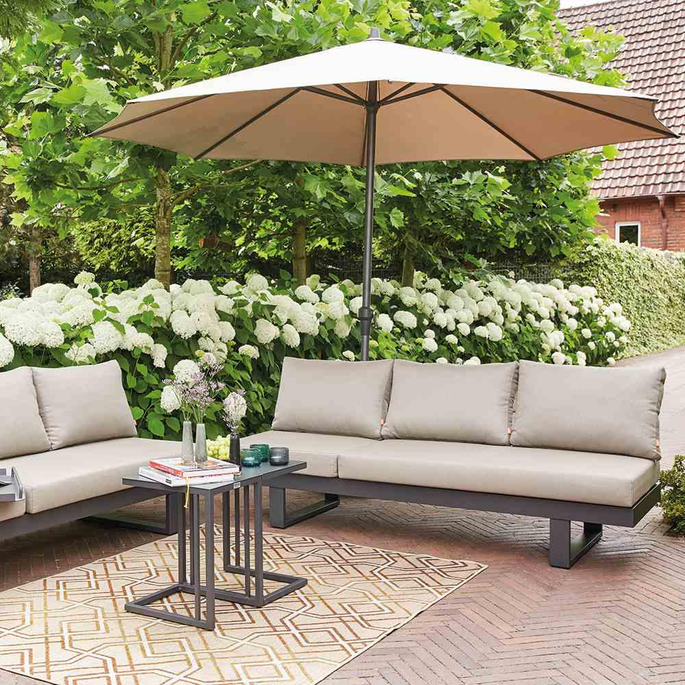 SONNENSCHIRM 350 cm - Anthrazit/Beige, KONVENTIONELL, Textil/Metall (350/350cm) - Siena Garden