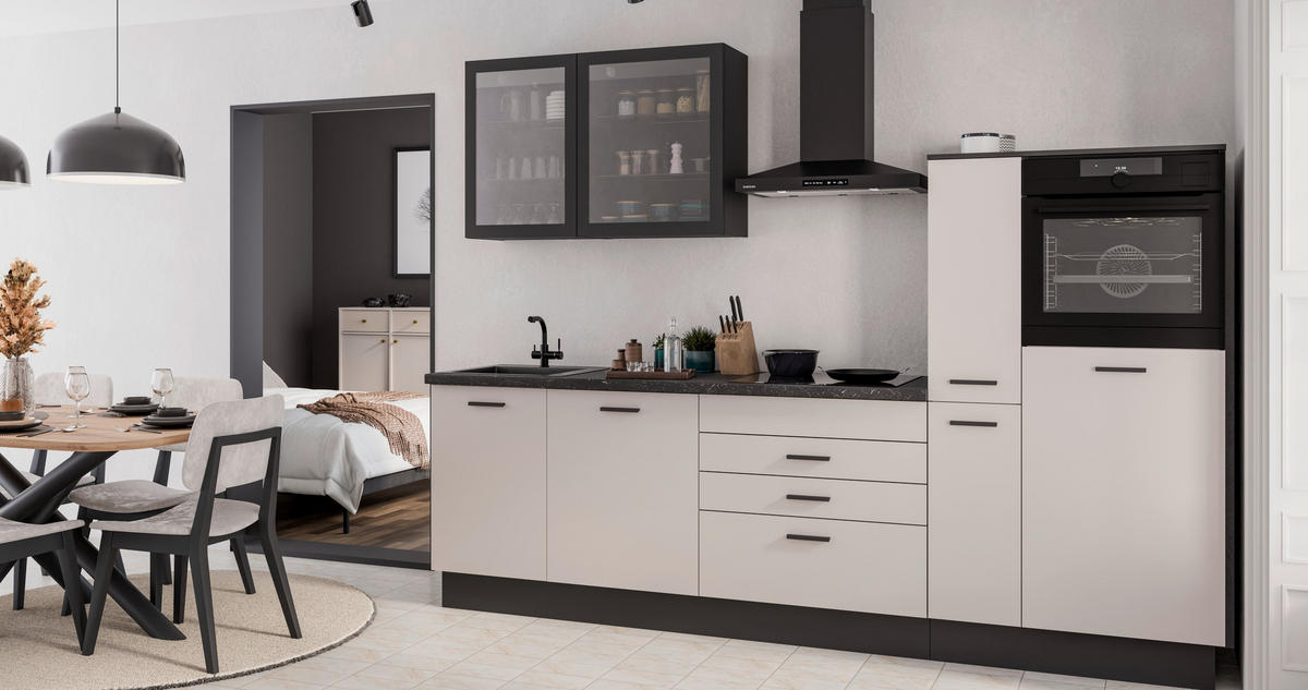 KÜCHENLEERBLOCK   in Schwarz, Beige  - Beige/Schwarz, Basics, Glas/Holzwerkstoff (280/214/60cm) - P & B