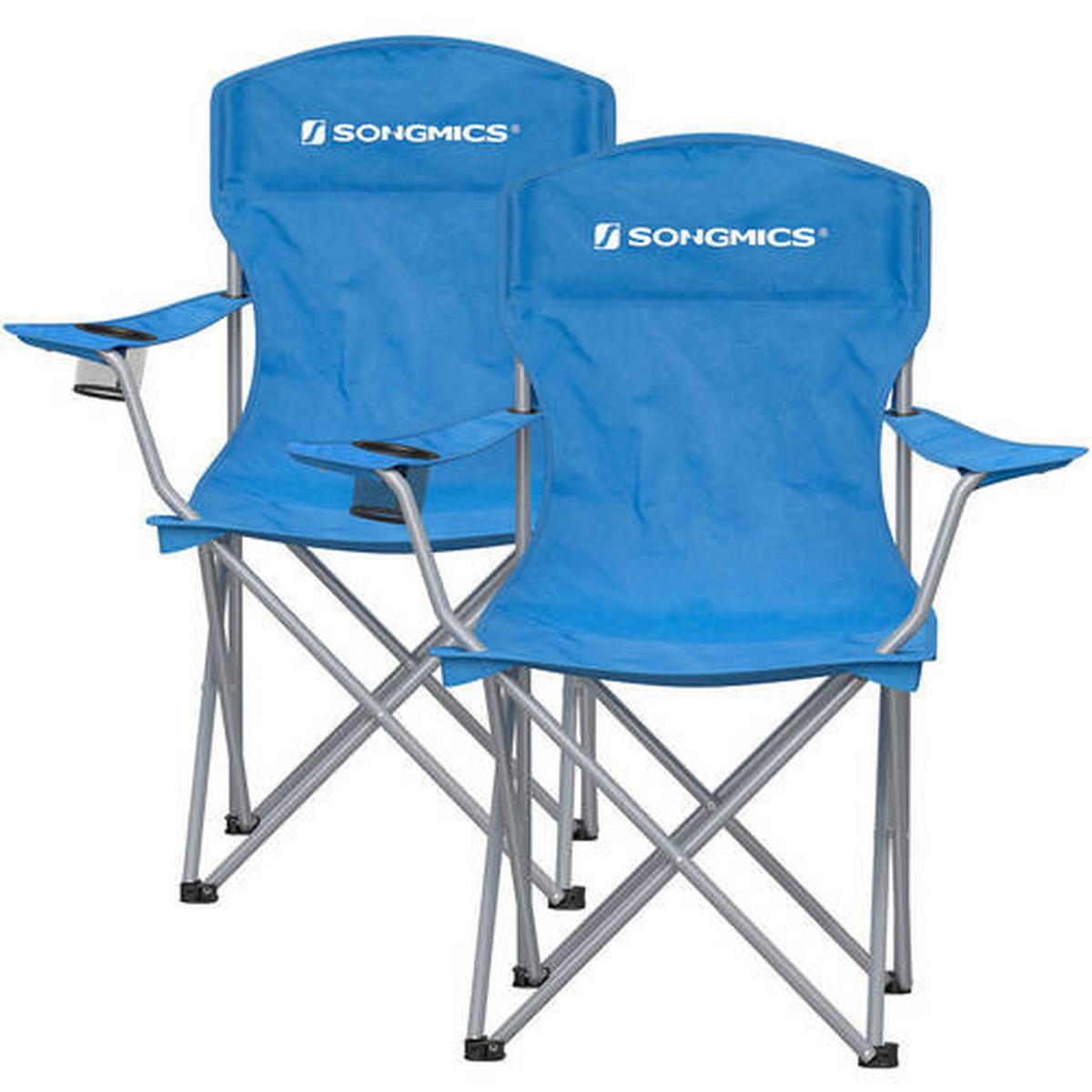 CAMPINGSESSEL-SET in  - Blau/Silberfarben, Basics, Textil/Metall (86/97/54cm) - Modante