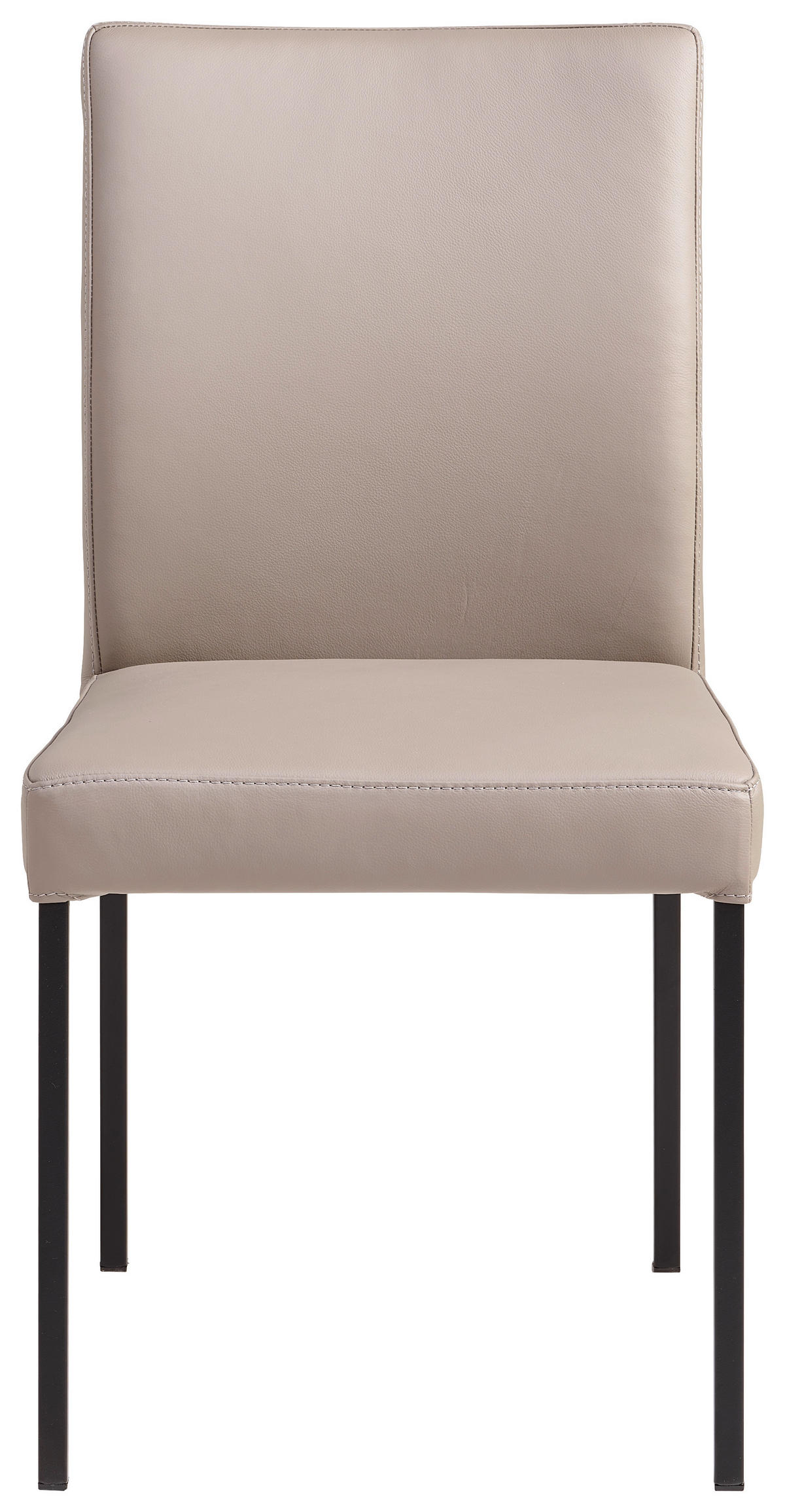 STUHL Echtleder Taupe  - Taupe/Schwarz, MODERN, Leder/Metall (45,5/86/57,5cm) - Livetastic