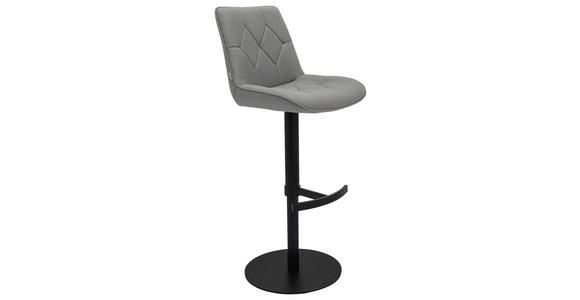 BARHOCKER Mikrofaser Grau, Schwarz Eisen Stoffauswahl, Sitzfläche 360° drehbar, mit Griff, automatische Rückholfunktion  - Schwarz/Grau, Design, Textil/Metall (44/97-114,5/54,5cm) - Novel