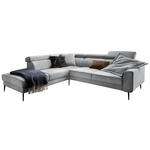 ECKSOFA in Velours Grau  - Schwarz/Grau, Design, Textil/Metall (236/262cm) - Hom`in