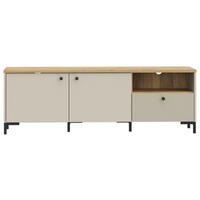 TV-ELEMENT barve hrasta, peščene barve  - črna/barve hrasta, Moderno, kovina/umetna masa (152,8/50,2/41,9cm) - Hom`in