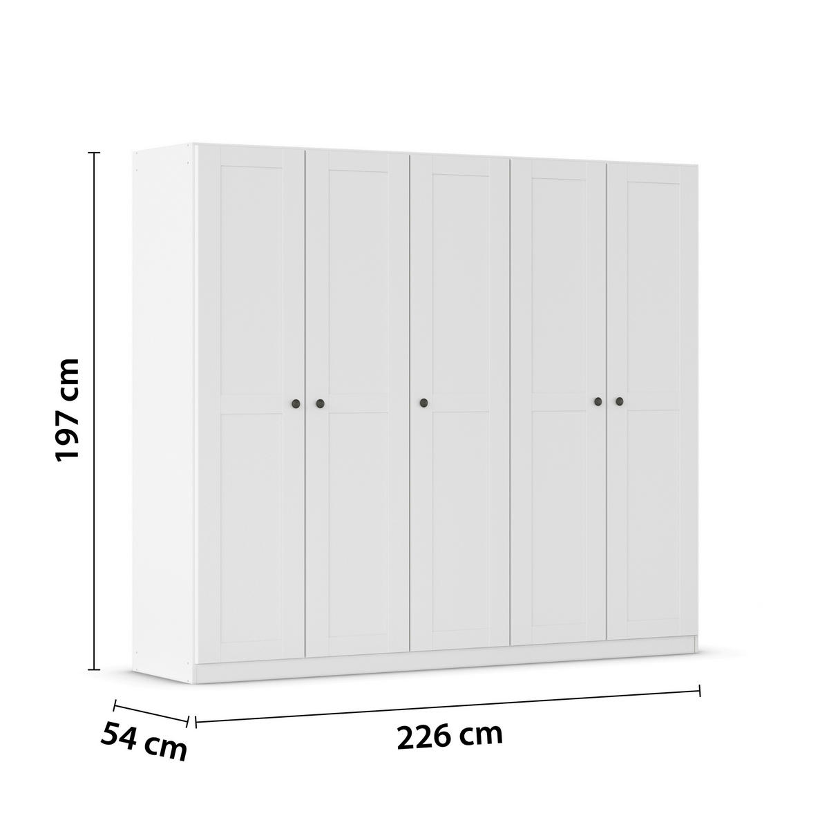 DREHTÜRENSCHRANK 226/197/54 cm,  in Weiß, 5-türig  - Schwarz/Weiß, KONVENTIONELL, Holzwerkstoff/Kunststoff (226/197/54cm) - home24