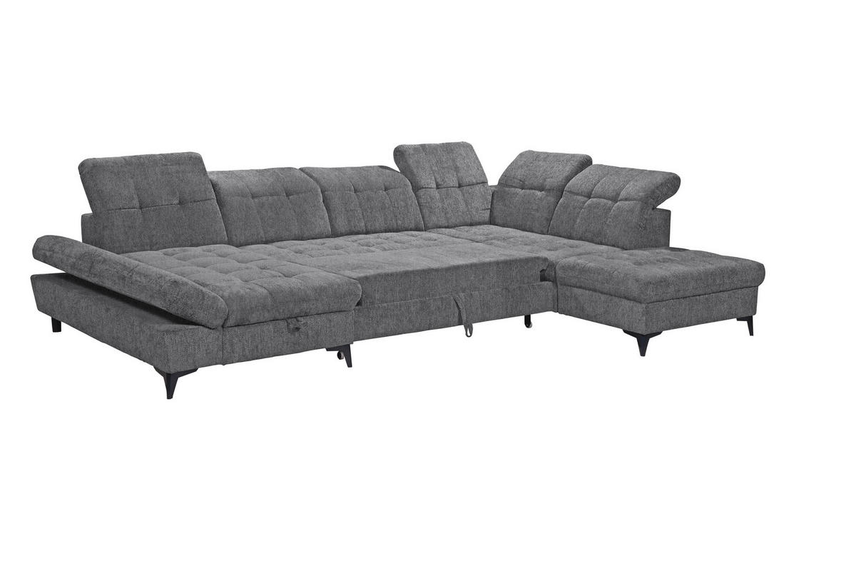 WOHNLANDSCHAFT Mikrovelours Anthrazit  - Anthrazit/Schwarz, Modern, Kunststoff/Textil (169/348/245cm) - MID.YOU