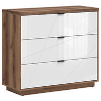 KOMMODE  in 106/93/42,5 cm  - Eichefarben/Weiß Hochglanz, Design, Holzwerkstoff/Kunststoff (106/93/42,5cm)