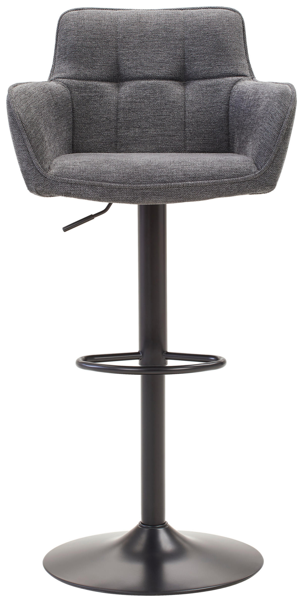 BARHOCKER Webstoff Grau, Schwarz Eisen Sitzfläche 360° drehbar, inklusive Armlehnen  - Schwarz/Grau, MODERN, Textil/Metall (54,5/111,5/51,5cm) - Livetastic