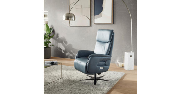 RELAXSESSEL Echtleder    - Graublau/Schwarz, KONVENTIONELL, Leder/Metall (70/117/85cm) - Dieter Knoll