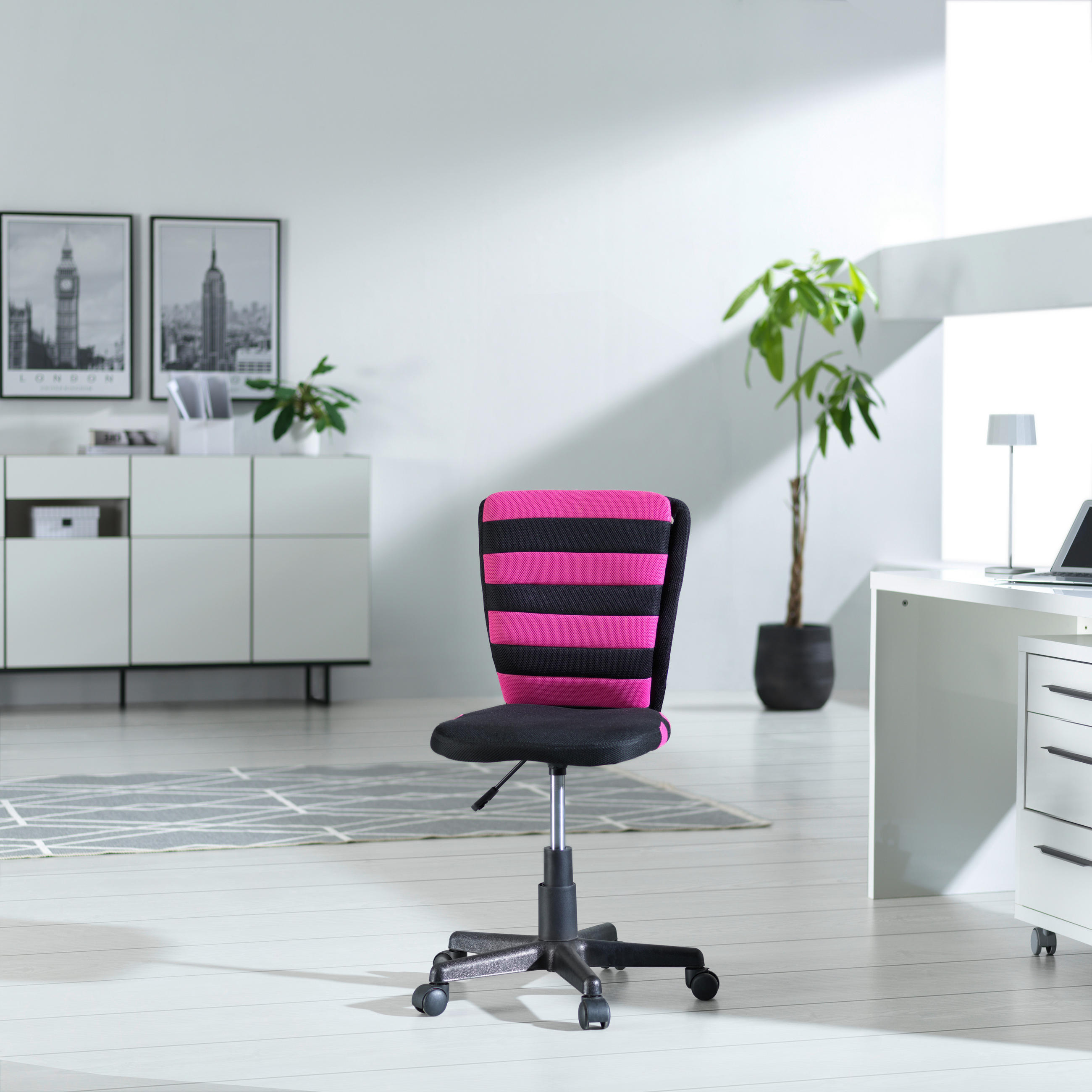 RADNA STOLICA ZA MLADE  crna, pink   - pink/crna, Konvencionalno, metal/tekstil (41/81-93/51cm) - Carryhome