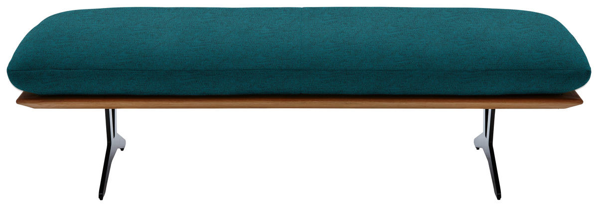 HOCKERBANK in Holz, Textil Petrol  - Petrol/Schwarz, Design, Holz/Textil (150/43/60cm) - Dieter Knoll