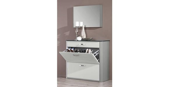 GARDEROBE 3-teilig in 200/192/34 cm - Alufarben/Weiß, Design, Glas/Holzwerkstoff (200/192/34cm) - Moderano