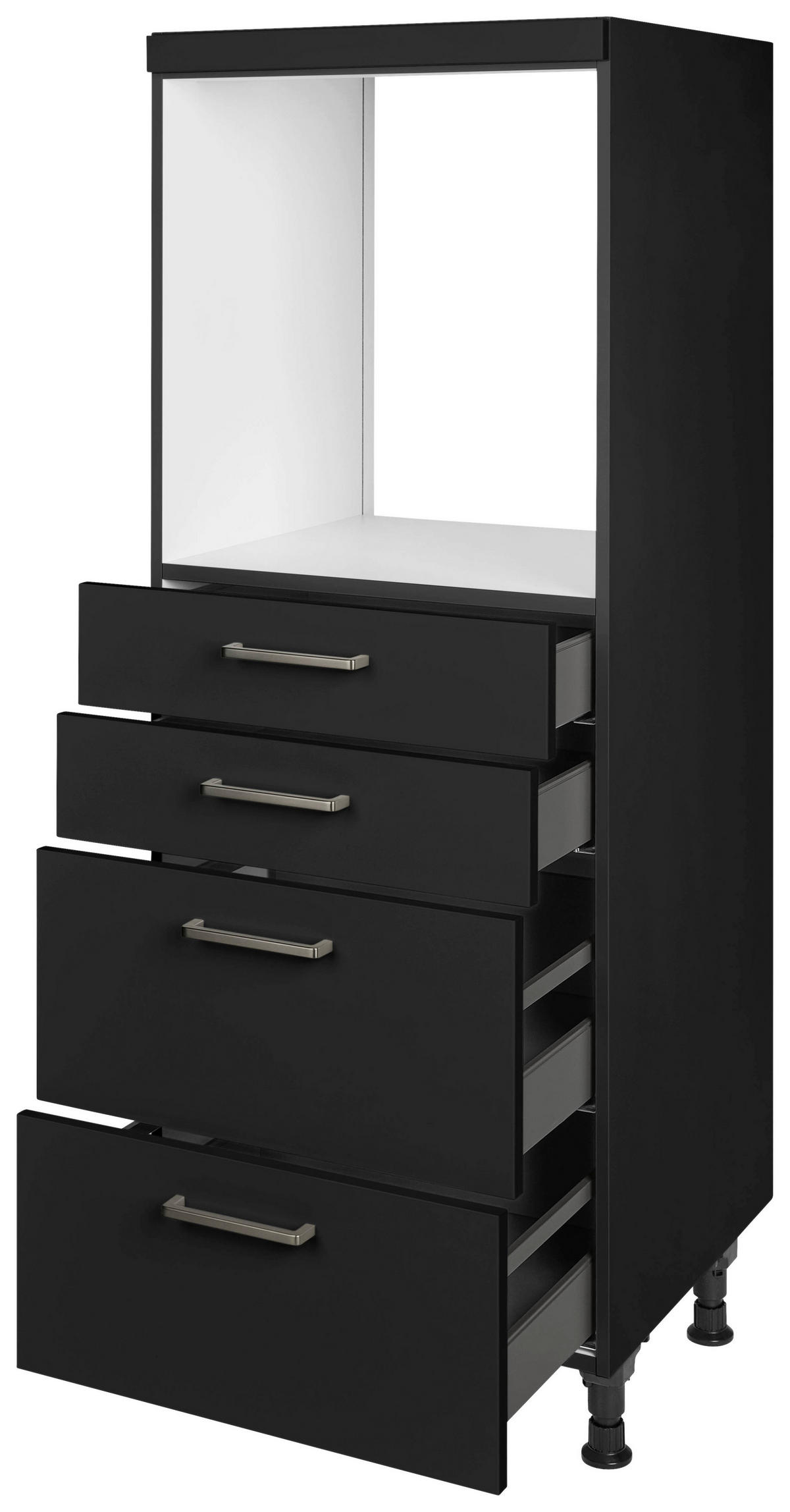 GERÄTEUMBAUSCHRANK 60/168/58 cm  in Schwarz  - Edelstahlfarben/Schwarz, MODERN, Holzwerkstoff/Metall (60/168/58cm) - Nobilia