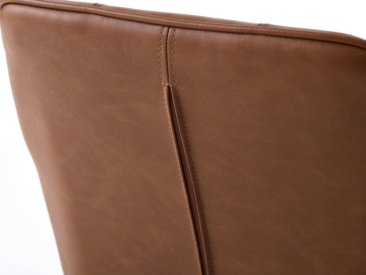 ARMLEHNSTUHL-SET 2 Stück  in Lederlook  - Cognac/Schwarz, MODERN, Textil/Metall (58/84/59,5cm) - Livetastic