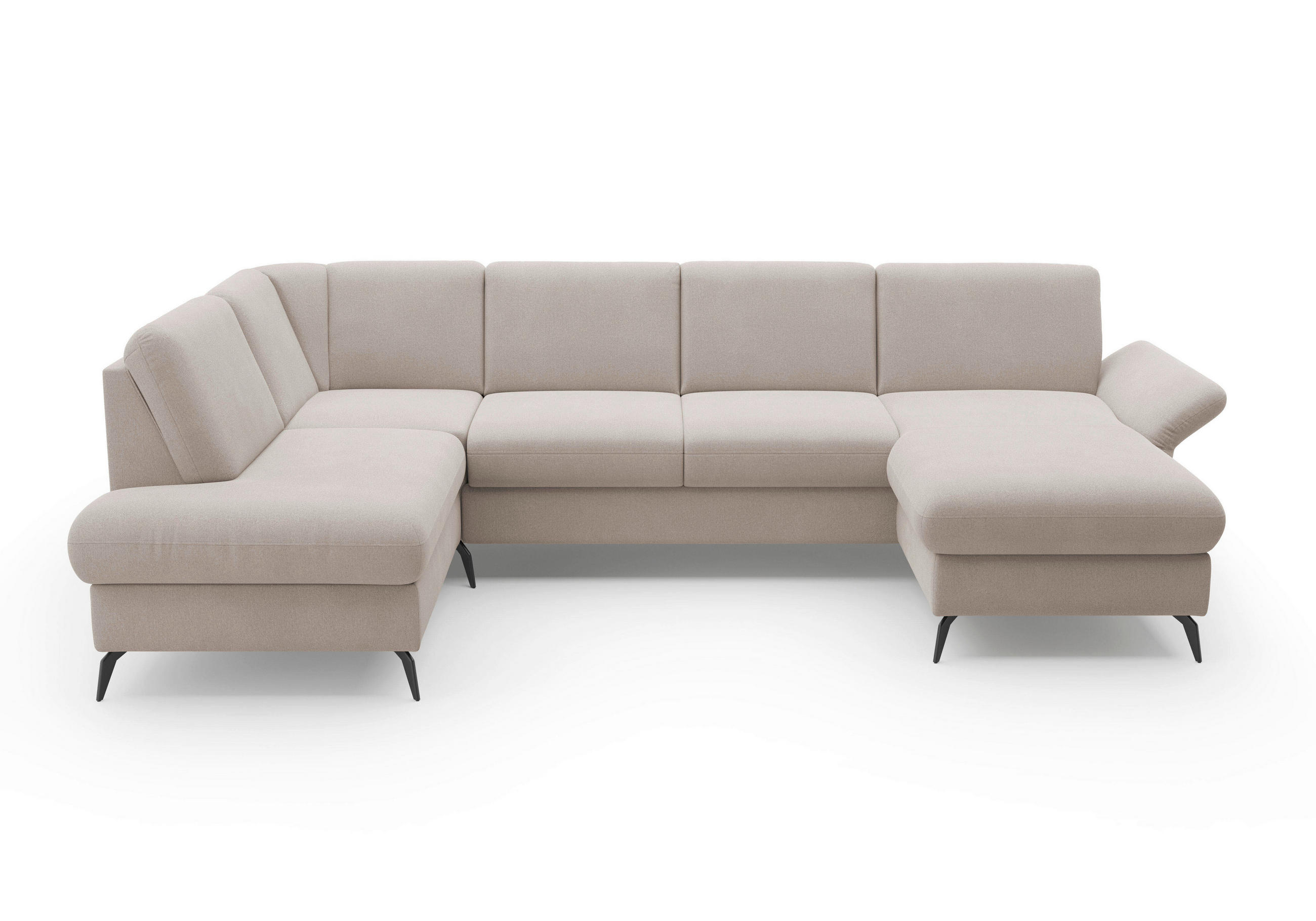 WOHNLANDSCHAFT Greige Flachgewebe  - Greige/Schwarz, KONVENTIONELL, Textil/Metall (195/314/164cm) - Sit & More