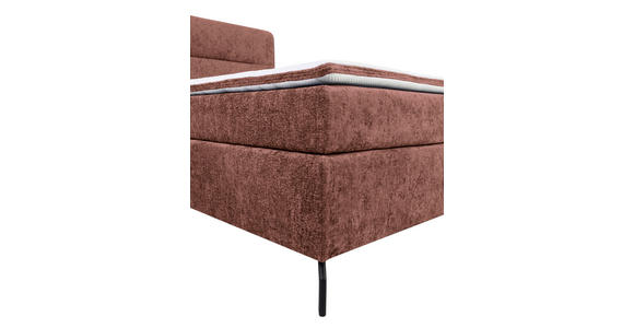 BOXSPRINGBETT 180/200 cm,  in Rotbraun, Topper, H2 + H2 = mittel  - Rotbraun/Schwarz, Design, Textil/Metall (180/200cm) - Esposa