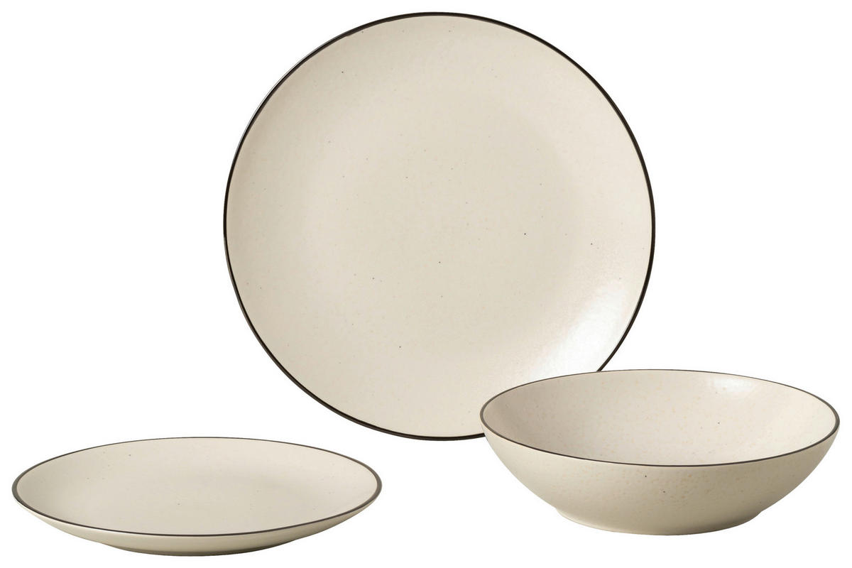 KOMBISERVICE Schwarz, Beige AUGUSTA 12-teilig 4 Personen  - Beige/Schwarz, Basics, Keramik - Costa Nova