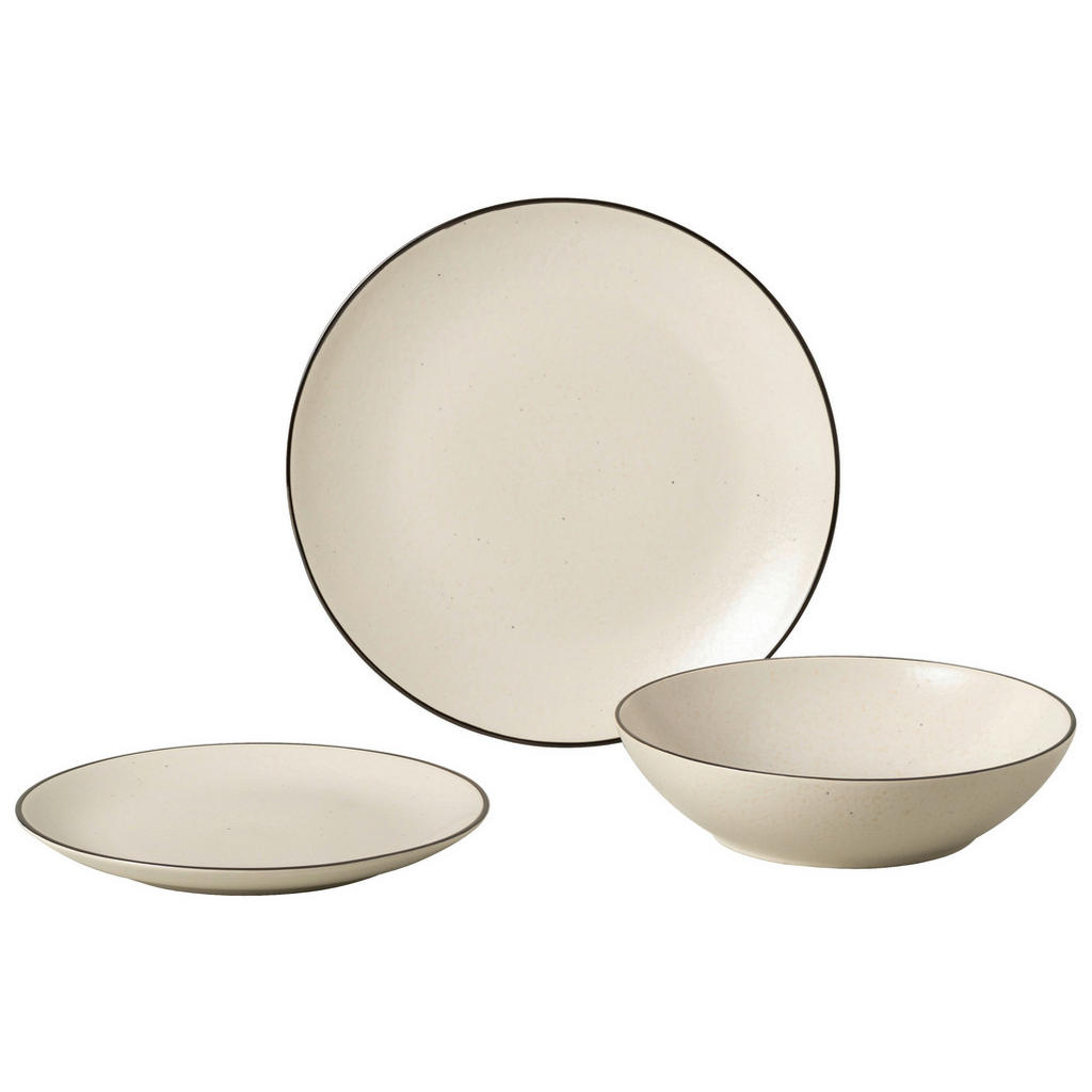 Thumbnail - Costa Nova Kombiservice Augusta, Schwarz, Beige, Keramik, 12-teilig, 650 ml, Handmade in Europe, Essen & Trinken, Geschi...