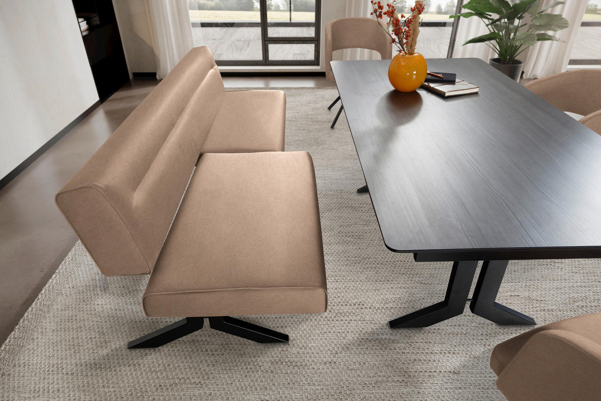 SITZBANK in Metall, Textil Beige  - Beige/Schwarz, Konventionell, Textil/Metall (220/87/70-86cm) - Moderano
