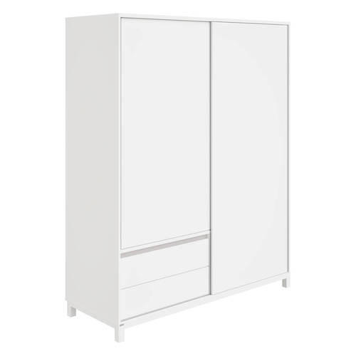 BABYKLEIDERSCHRANK Olli Schiebetürenschrank 2T2S Grau, Weiß  - Weiß/Grau, Basics, Holzwerkstoff (164/204/62cm) - Paidi