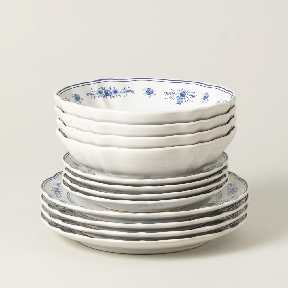 KOMBISERVICE Blau, Weiß VILA 12-teilig 4 Personen  - Blau/Weiß, Basics, Keramik - Costa Nova