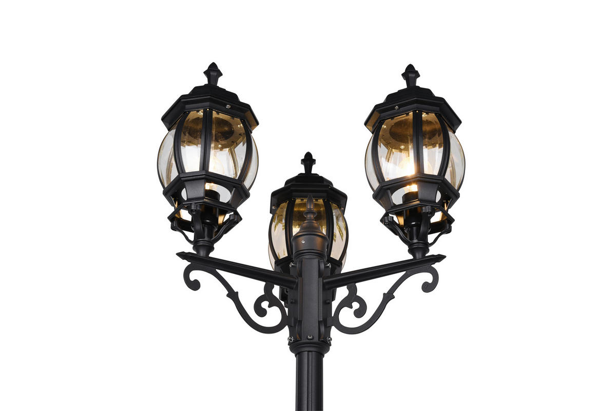 WEGELEUCHTE 57/240 cm   - Klar/Schwarz, KONVENTIONELL, Glas/Metall (57/240cm) - Trio Leuchten